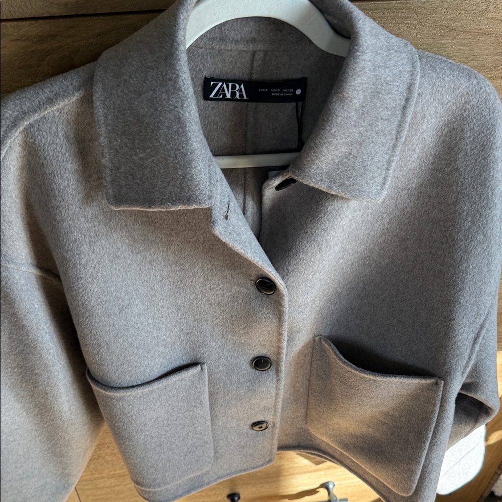Zara Taupe Wool Blend Jacket - Picture 4 of 8